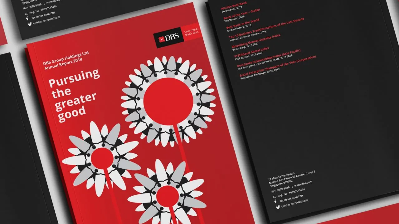DBS Bank Annual Report 2019 editorial design by Myct Boon, Singapore