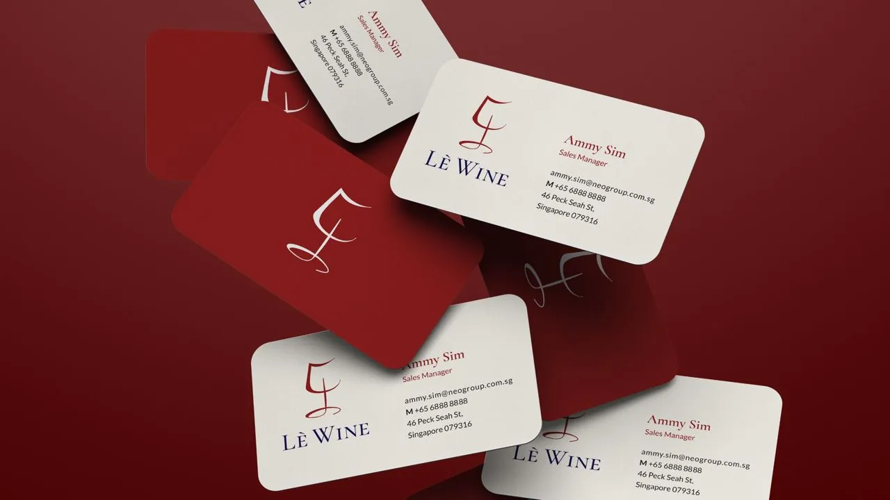 Le Wine Shoppe F&B branding: business card design, Singapore