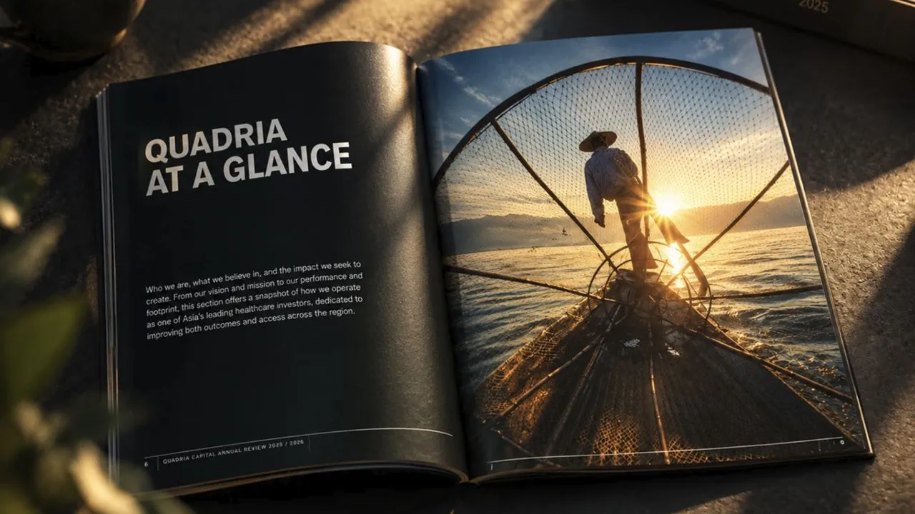 Quadria Capital annual report editorial design, Singapore